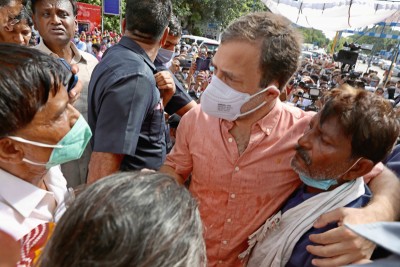 Rahul Gandhi meets family members of minor girl who was allegedly raped