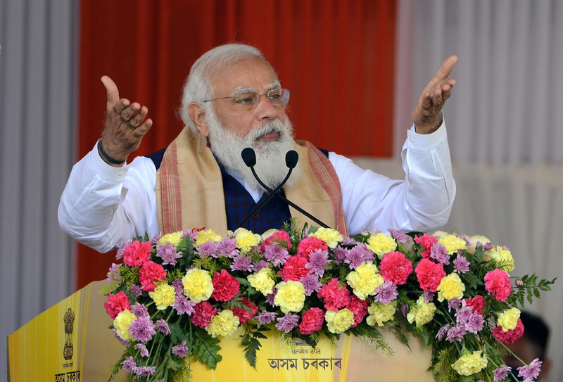 Assam: Naredra Modi distributes land patta to landless people during public meeting