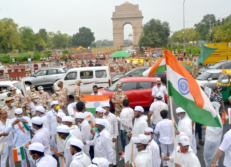 Congress Seva Dal volunteers carrying out Tiranga March