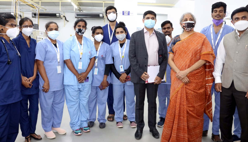 Nirmala Sitaraman inspects Covid facility in Bengaluru