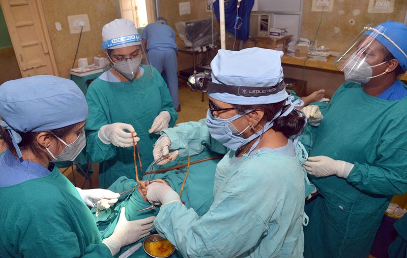 Doctors treating a Black Fungus patient in Jabalpur