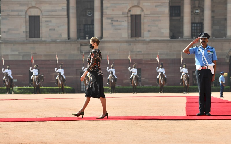 Modi receives Denmark PM at Rashtrapati Bhavan