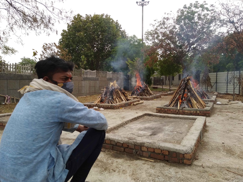 Bodies of Covid-19 victims being cremated at Delhi's Sarai Kale Khan crematorium