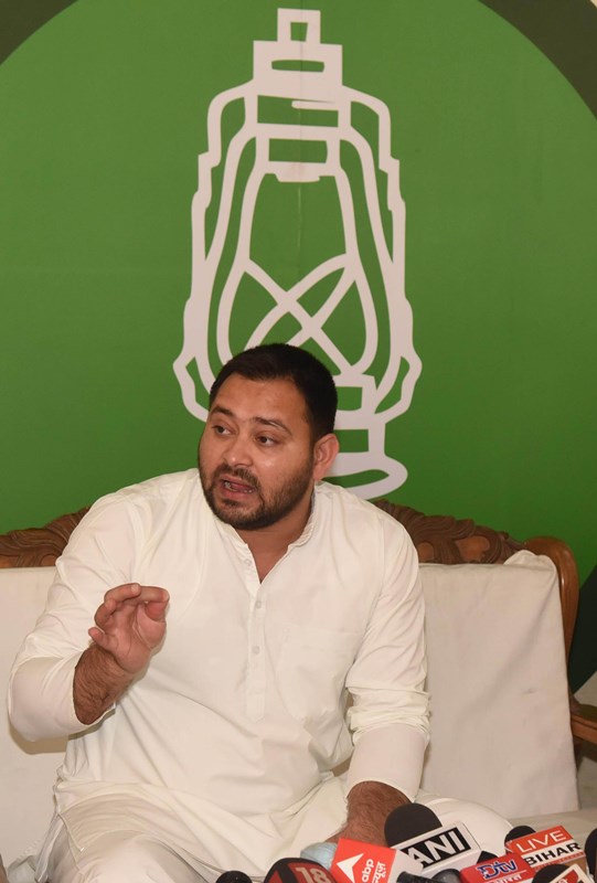 Tejashwi Yadav addresses press conference in Patna