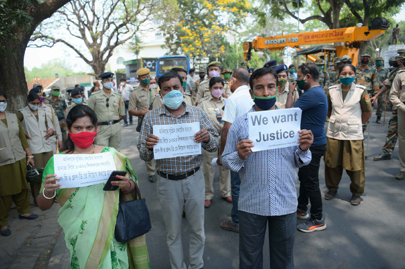 Terminated teachers protest in Agartala