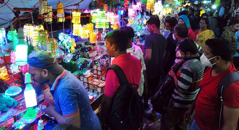 Glimpse of people buying decorative lights ahead of Diwali in Kolkata