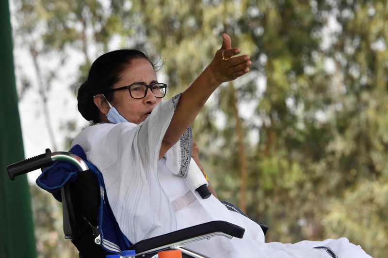West Bengal Chief Minister Mamata Banerjee addresses election rally in Bankura district of West Bengal