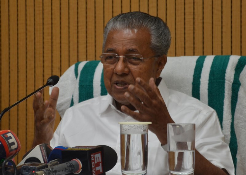 Pinarayi Vijayan addressing press conference at Delhi's Kerala House
