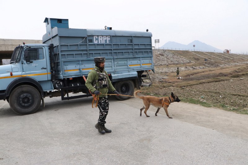 Jammu and Kashmir: Security personnel stand guard near Pulwama encounter site