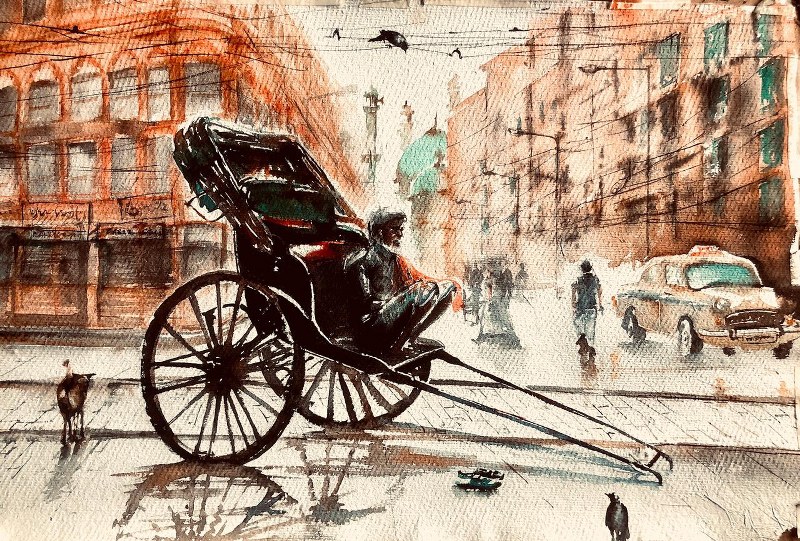 In images art exhibition 'Paints & Strokes' celebrating Kolkata's rich heritage