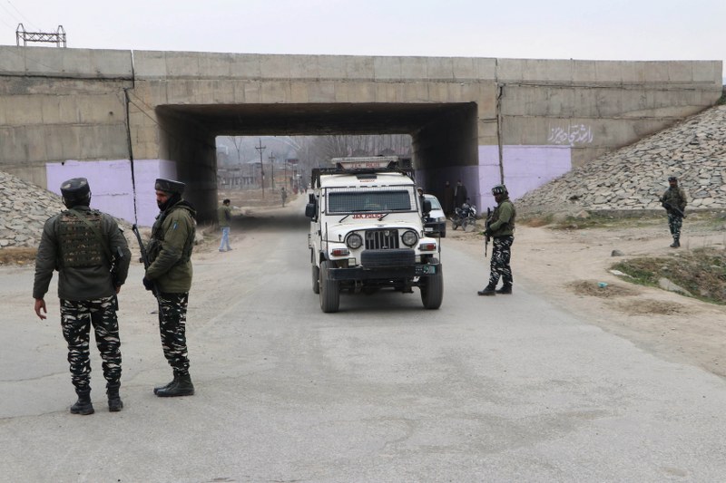Jammu and Kashmir: Security personnel stand guard near Pulwama encounter site