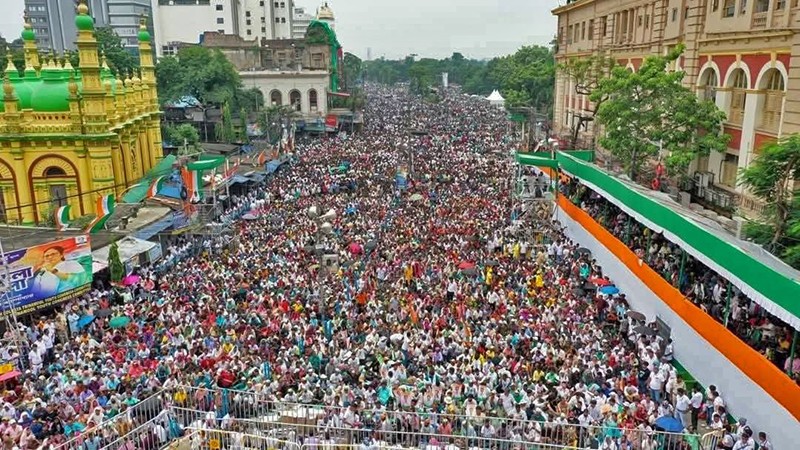 In Images: Mamata attacks BJP over voters’ list revision and Bengali migrants from Martyrs Day rally in Kolkata