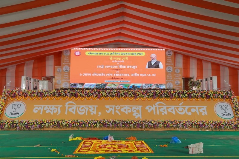 In images: PM Modi leads mega rally in Kolkata’s Dum Dum, flanked by top BJP leaders