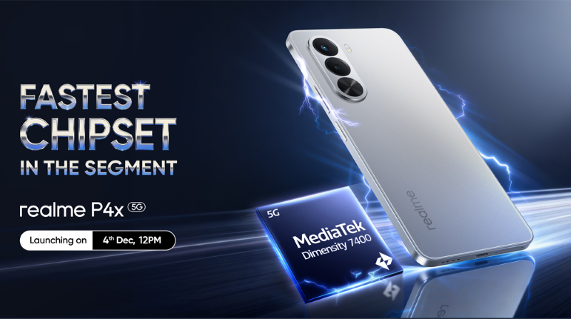 Realme P4x launching on Dec 4 with a 7000mAh battery, Dimensity 7400 Ultra 5G chipset, and the new Realme Watch 5