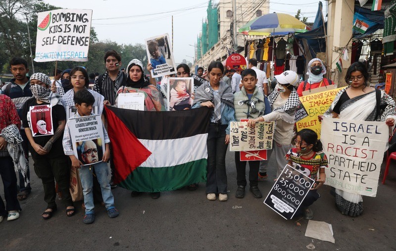 In Images: Activists rally in solidarity with Palestine in Kolkata