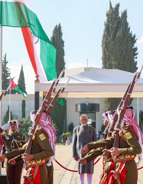 In Images: Narendra Modi arrives in Jordan