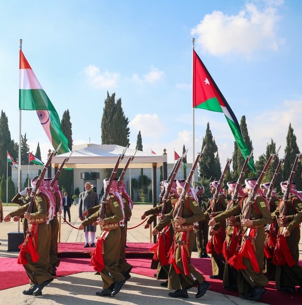In Images: Narendra Modi arrives in Jordan