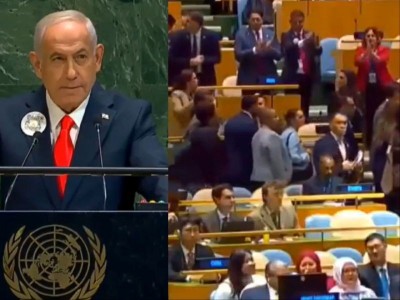 Mass walkout as Netanyahu defends Gaza war at UNGA, claims Israel hijacked Gaza phones to stream speech