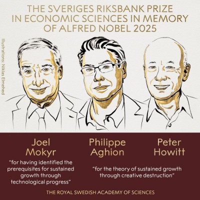 Joel Mokyr, Philippe Aghion and Peter Howitt awarded Nobel Prize for Economics