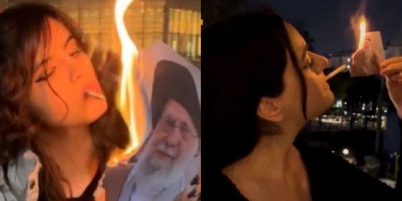 Iran erupts: Women burn Khamenei’s posters to light cigarettes as protests rock the regime