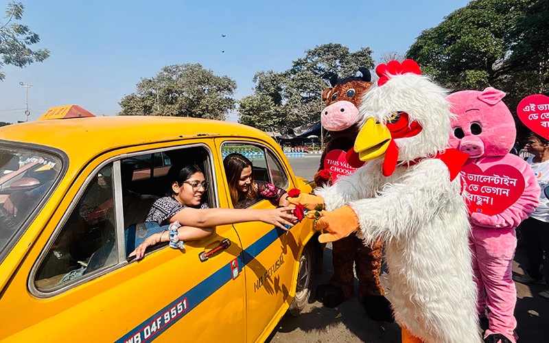 In Images: Love gets a vegan twist as activists hit the streets