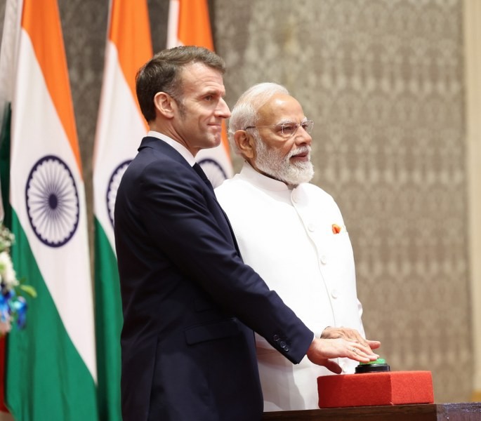 In Images: PM Modi, Emmanuel Macron hold talks during French President’s India visit