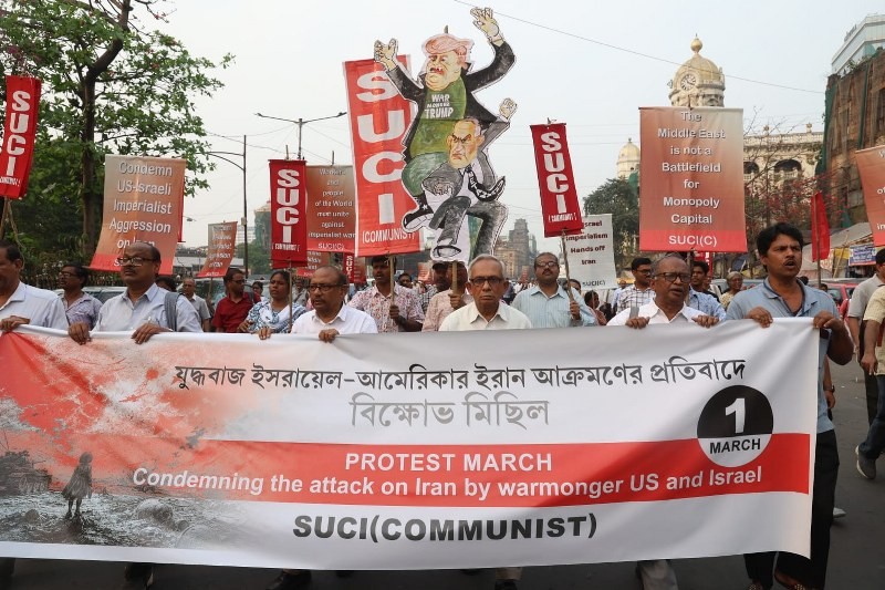 In Images: Leftist SUCI protests in Kolkata against US-Israel led strikes that killed Iran’s Supreme Leader Khamenei
