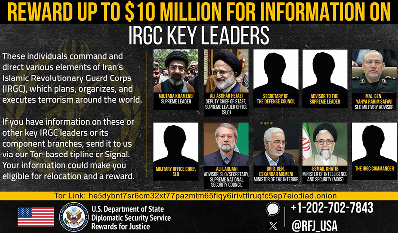 US targets Iran’s top leadership: Mojtaba Khamenei named in Rewards for Justice List