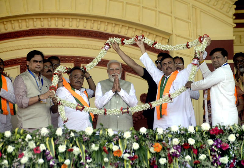 In Images: In Kolkata PM Modi launches blistering attack on TMC at Brigade rally