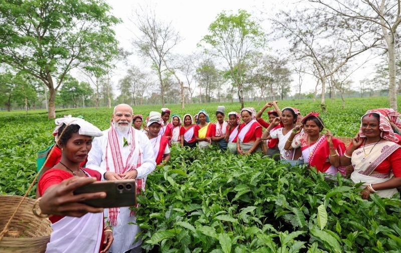 In Images: PM Modi connects with women tea workers in Assam’s Dibrugarh