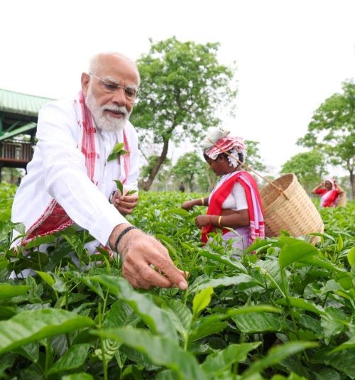 In Images: PM Modi connects with women tea workers in Assam’s Dibrugarh