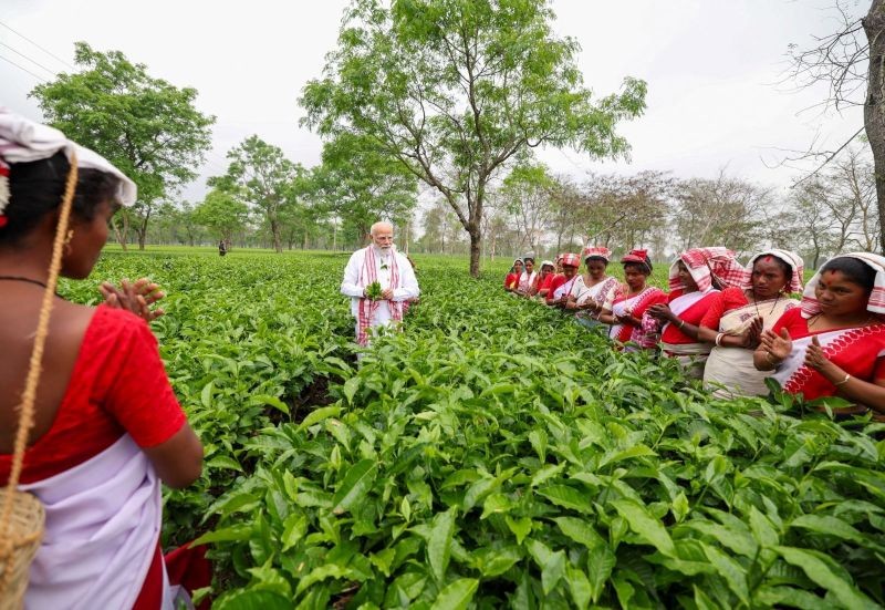 In Images: PM Modi connects with women tea workers in Assam’s Dibrugarh