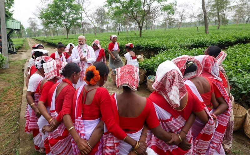 In Images: PM Modi connects with women tea workers in Assam’s Dibrugarh