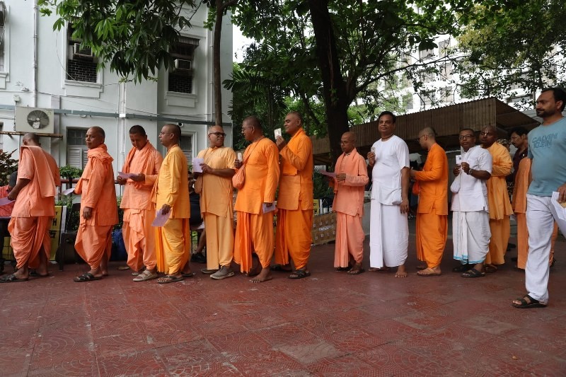In Images: Hindu monks queue up to vote in Kolkata’s high-stakes final phase