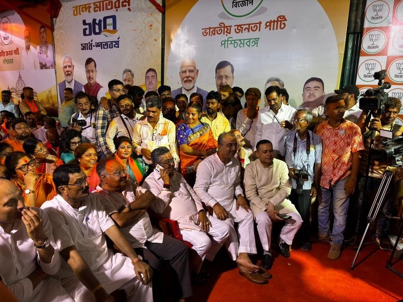 In images: BJP leaders gather at party headquarters in Kolkata for Modi’s address