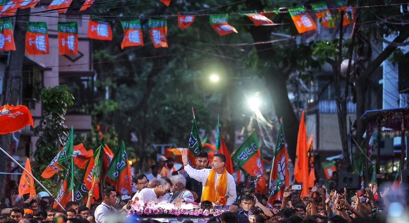 In Images: CM Suvendu Adhikari leads victory rally in Bhabanipur after historic Bengal win