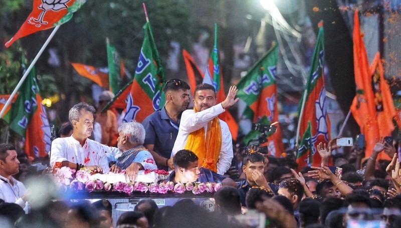 In Images: CM Suvendu Adhikari leads victory rally in Bhabanipur after historic Bengal win