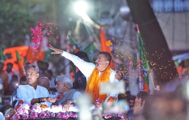 In Images: CM Suvendu Adhikari leads victory rally in Bhabanipur after historic Bengal win
