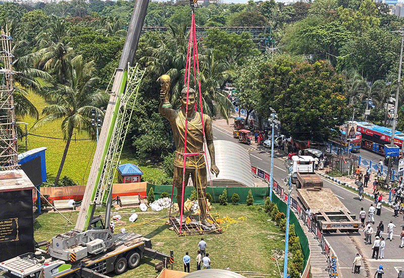 In Images: Controversial 'Messi' statue in Kolkata uninstalled