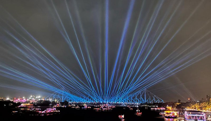 Kolkata dazzles with spectacular laser show on Howrah Bridge ahead of International Yoga Day