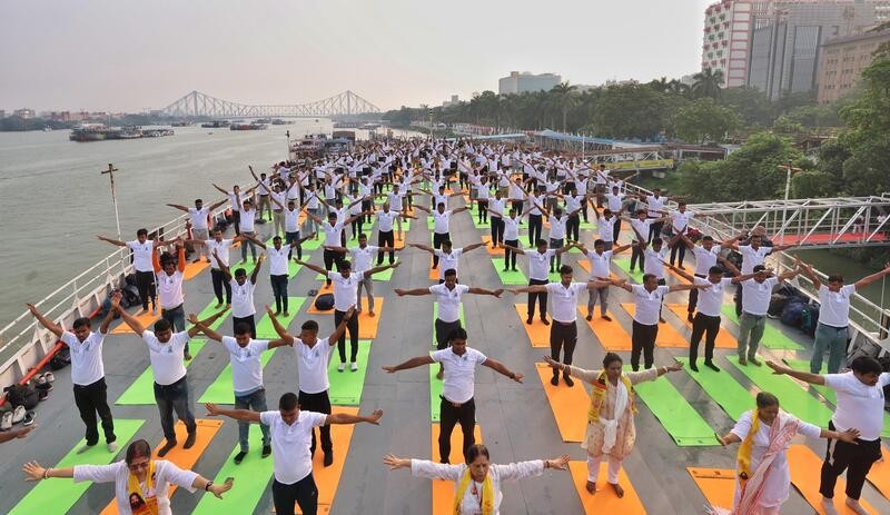 In images: PM Modi performs yoga at Kolkata's Red Road on International Yoga Day 2026