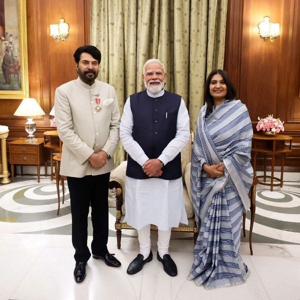 In Images: Actor Mammootty, his family meet PM Modi after Padma Awards ceremony
