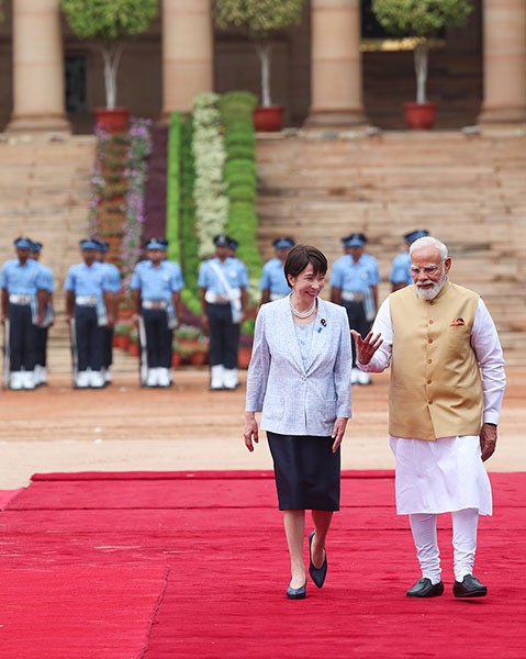 In Images: PM Modi rolls out grand welcome for Japan's PM Sanae Takaichi in New Delhi