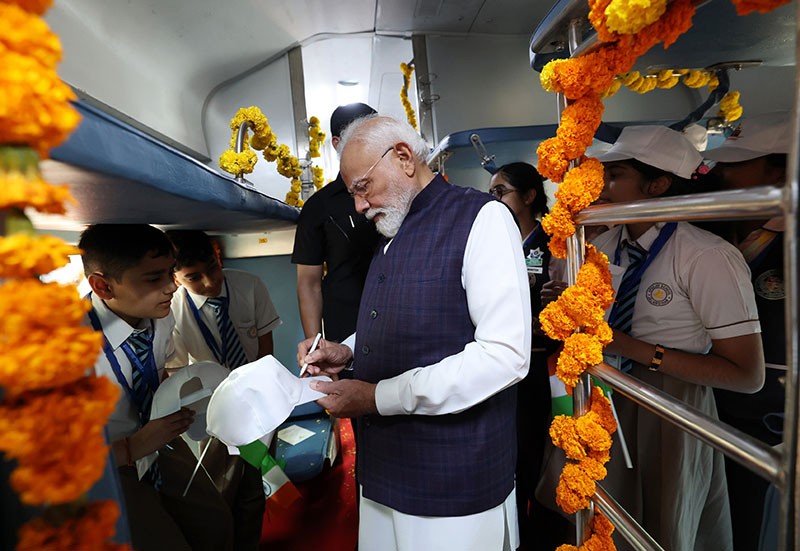 In Images: PM Modi interacts with passengers and children at Jalandhar Cantt Station in Punjab
