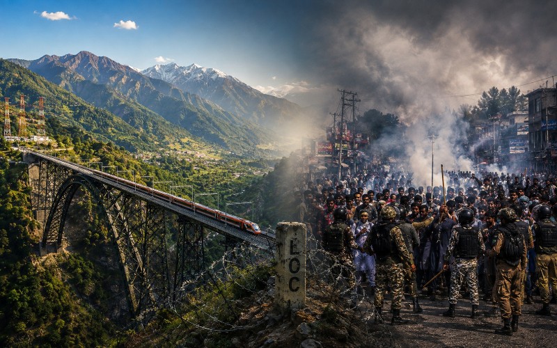 New infrastructure is reshaping Jammu and Kashmir as political unrest dominates life across the LoC.