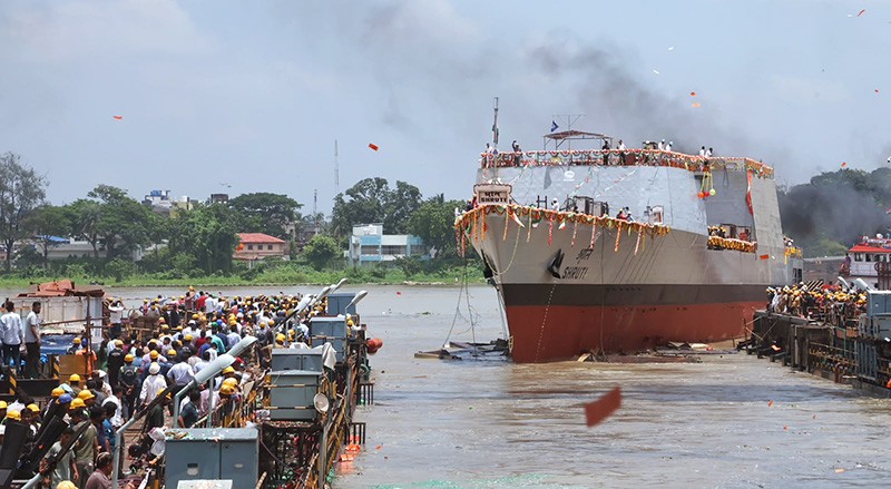 GRSE launches Next Gen Offshore Patrol Vessel 'Shruti' in Kolkata