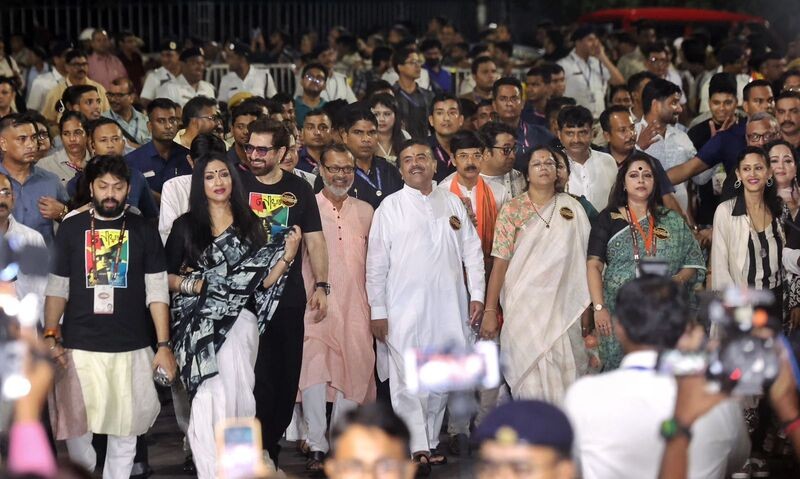 In Images: Suvendu Adhikari joins Tollywood stars to celebrate Uttam Kumar’s birth centenary in Kolkata