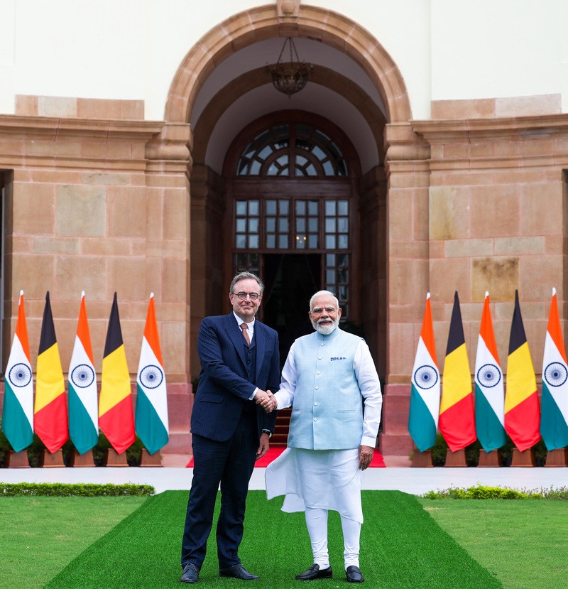 In Images: PM Modi meets Belgian Prime Minister Bart De Wever in New Delhi Caption: