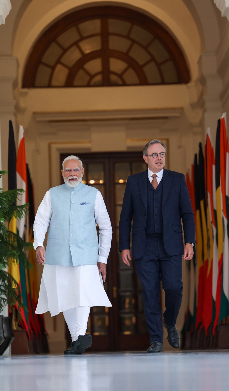 In Images: PM Modi meets Belgian Prime Minister Bart De Wever in New Delhi Caption: