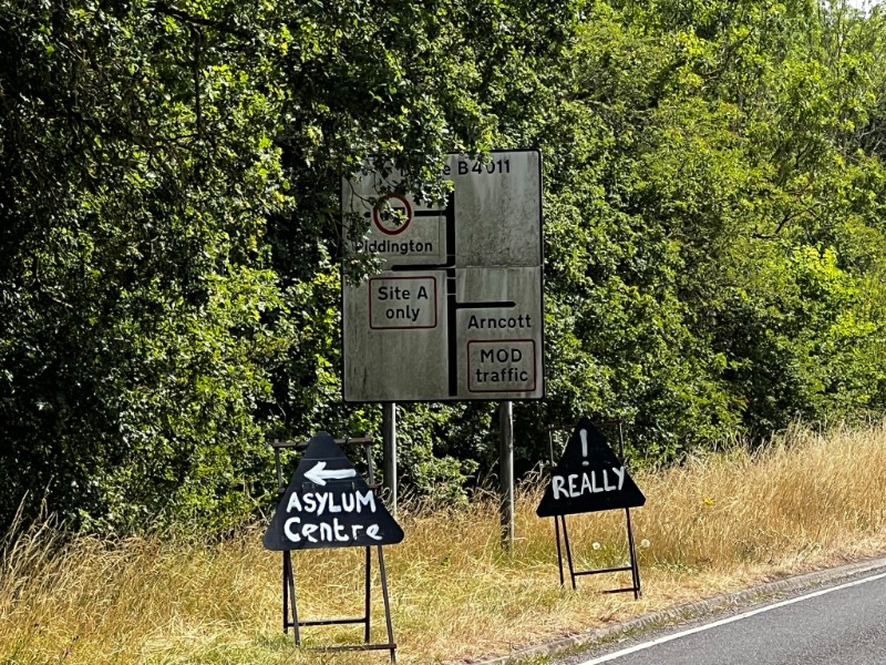 Piddington residents vote overwhelmingly to symbolically leave Britain over plans for a nearby asylum centre.